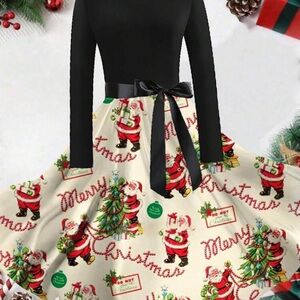 SHEIN XXL Black and Cream Christmas Dress NEVER WORN